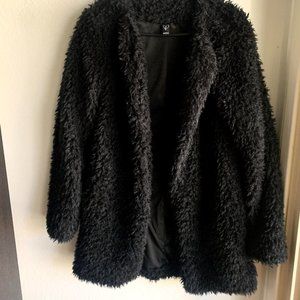 STYLISH SHAGGY FAUX FUR JACKET WINDSOR BLACK L